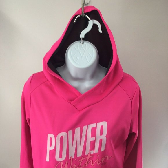 Champion Duo Dry Girls XL Barbiecore Bright Pink POWER WITHIN Hoodie Sweatshirt - Picture 8 of 10